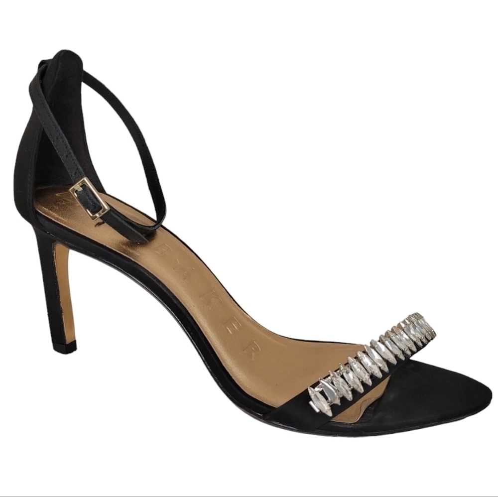 Ted Baker London Ankle Strap High Heel Embellished Rhinestones Black Size‎ 39 /9 - Picture 5 of 11